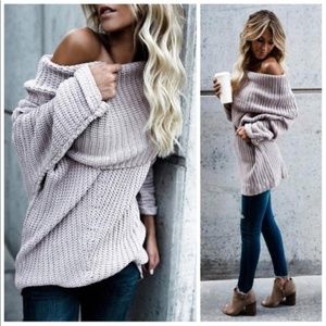 Chunky Mauve foldover sweater